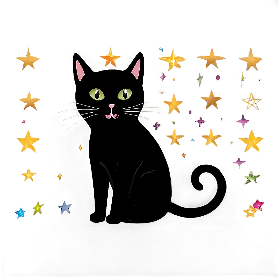 Black Cat With Stars Png Cbp29 PNG