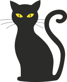 Black Cat Yellow Eyes Graphic PNG