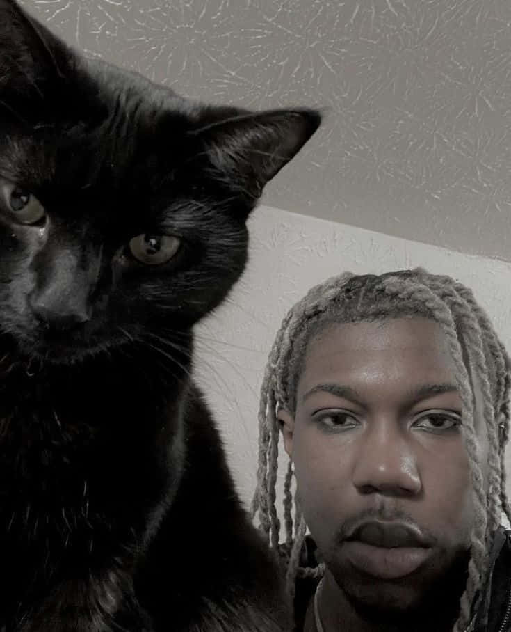 Black Catand Man Selfie Wallpaper