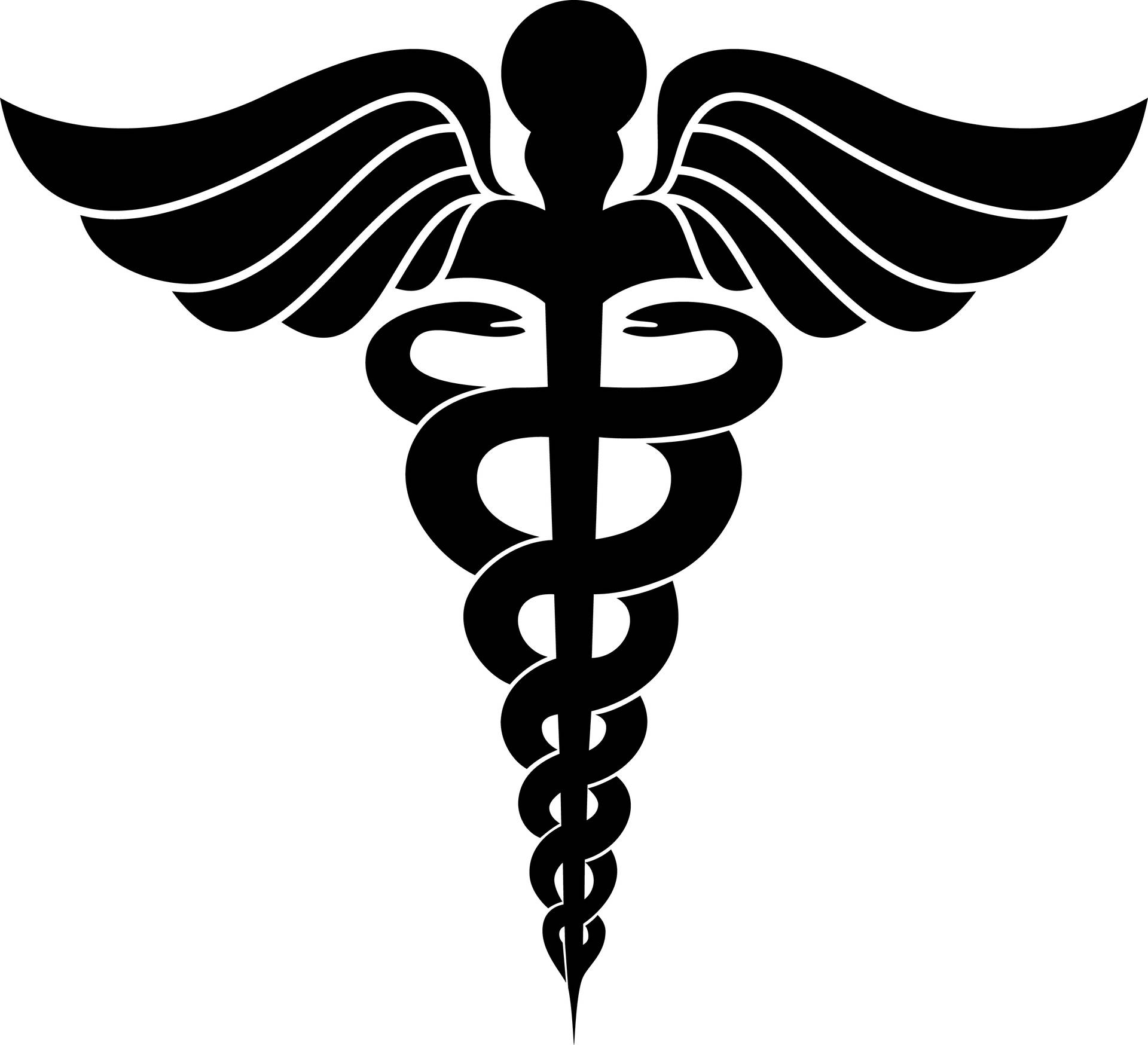 Black Cauduceus Medical Symbol