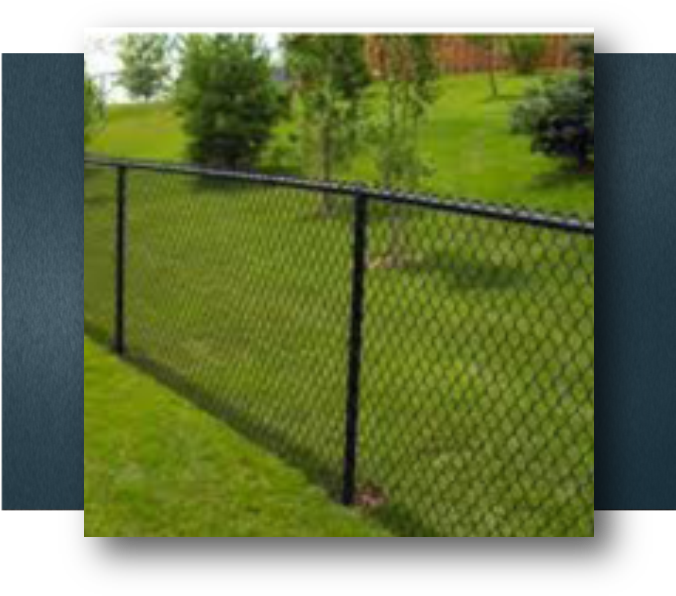 Black Chain Link Fence Green Field PNG