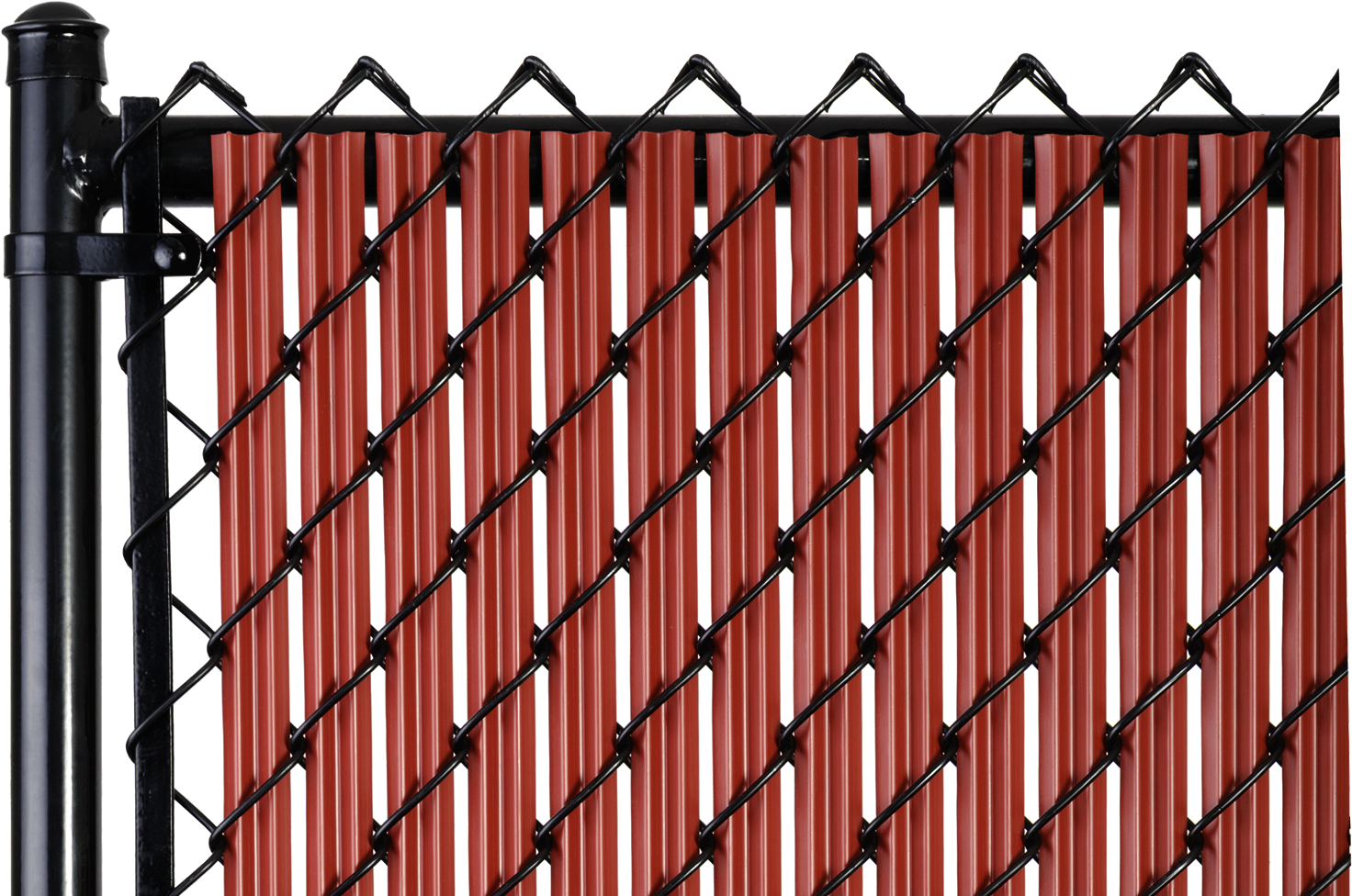 Black Chain Link Fencewith Privacy Slats PNG