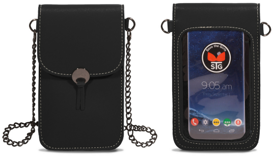 Black Chain Strap Phone Purse PNG