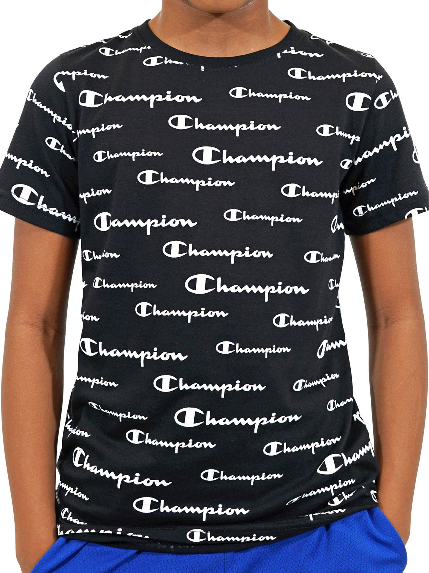 Camisetacom O Logotipo Da Champion Em Preto. Papel de Parede