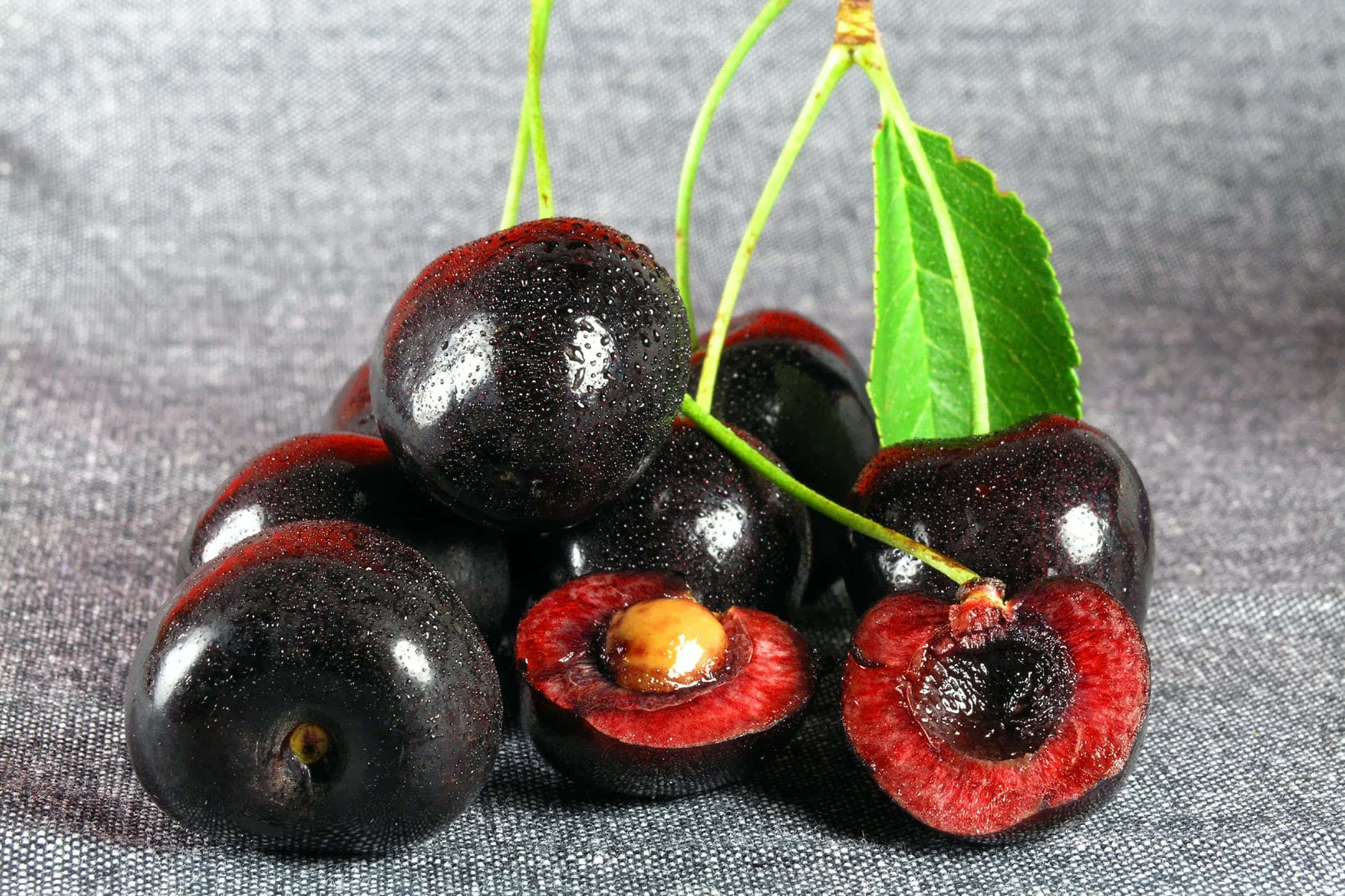 Taste the sweetness of dark red Black Cherry Wallpaper