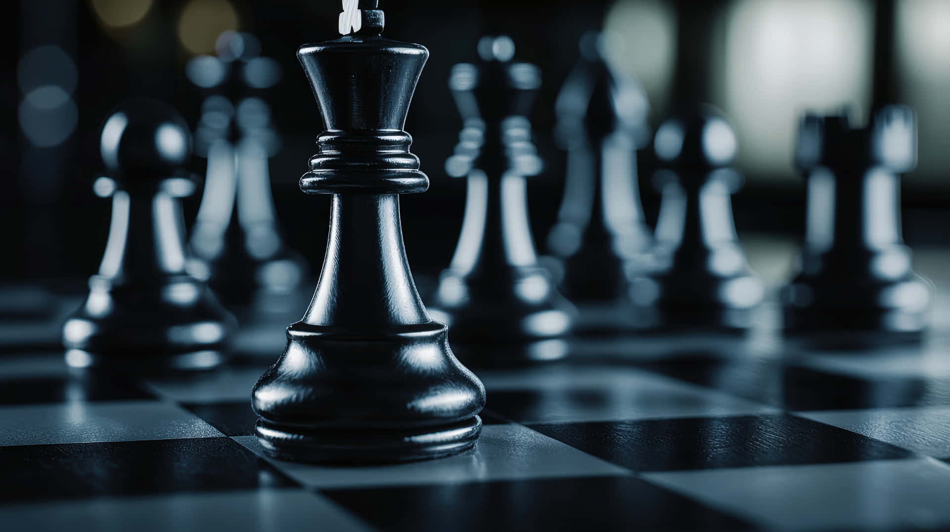 Black Chess King In Focus With Blurred Background Wallpaper