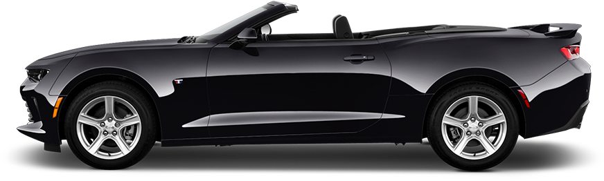 Black Chevrolet Camaro Convertible Side View PNG