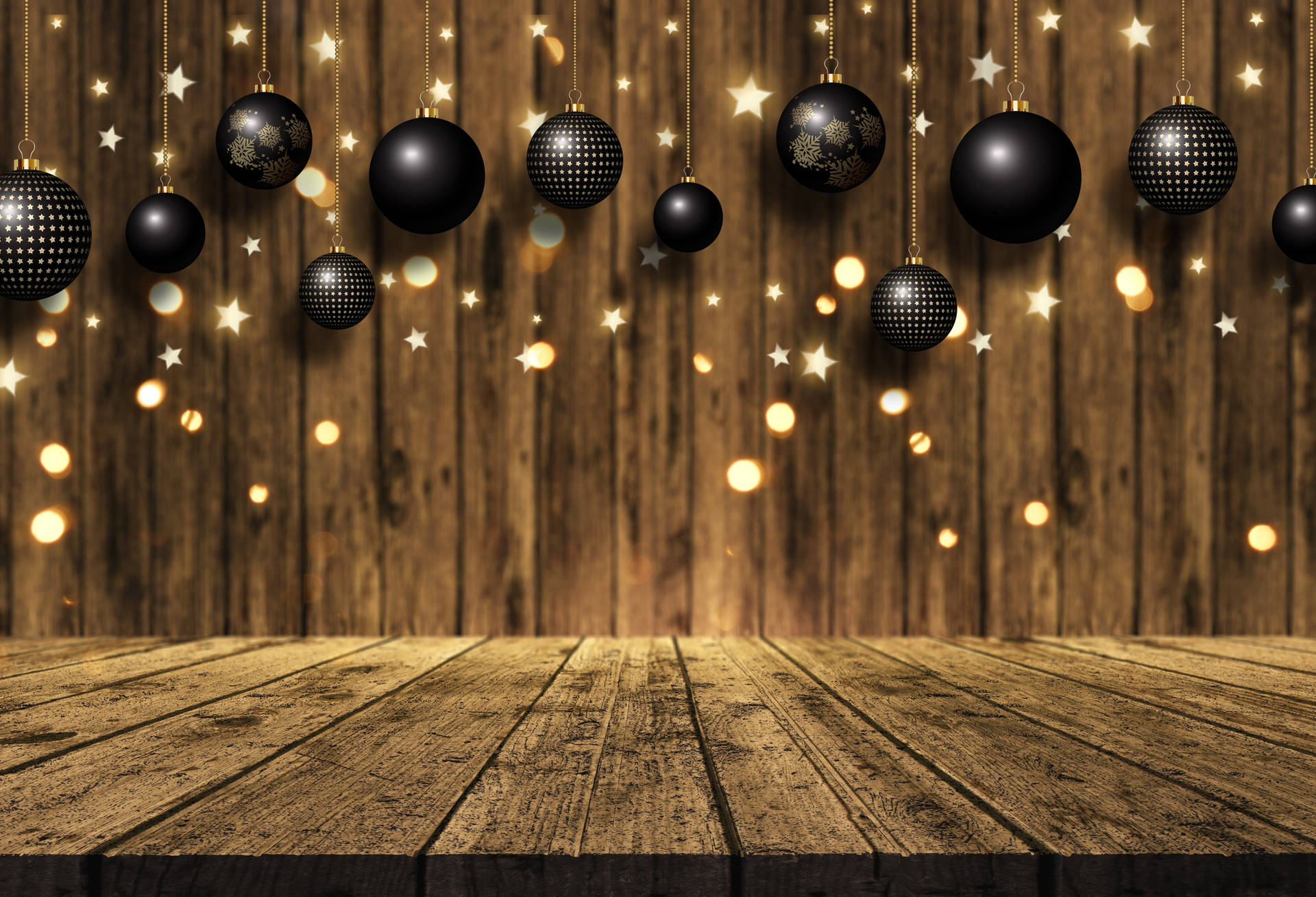 Black Christmas Balls Wallpaper