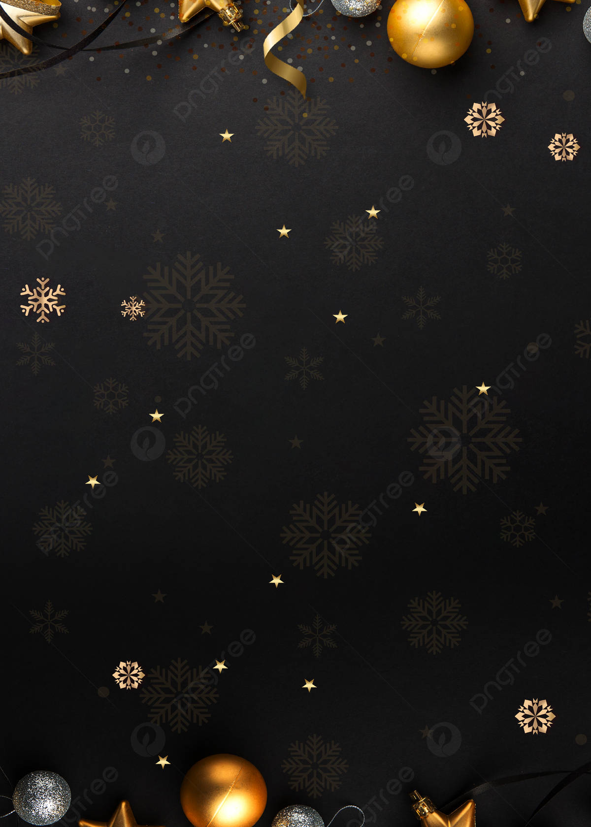 Black Christmas Gold Balls Wallpaper
