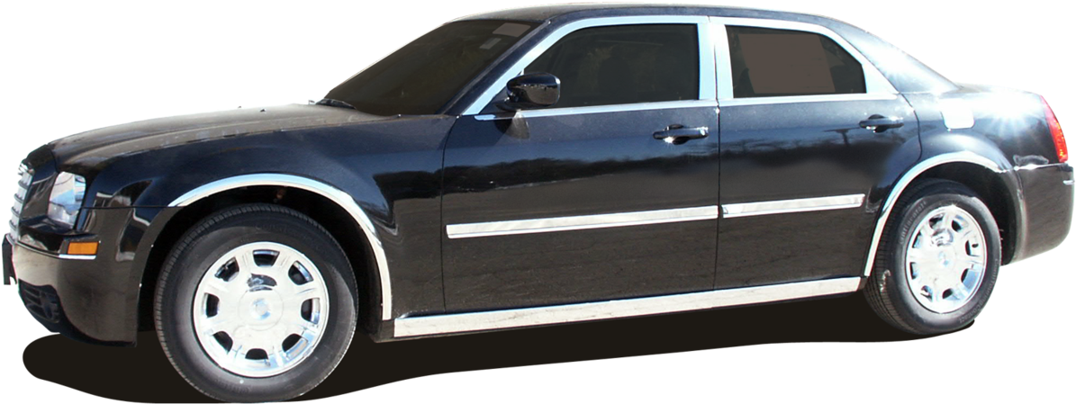 Black Chrysler300 Sedan Side View PNG