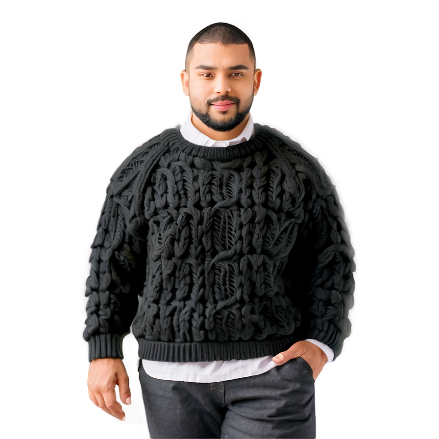 Black Chunky Sweater Png 46 PNG