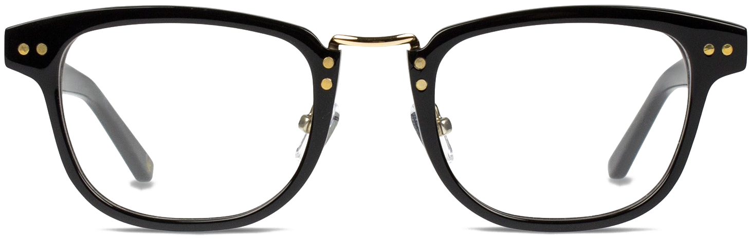 Black Classic Eyeglasses Front View PNG