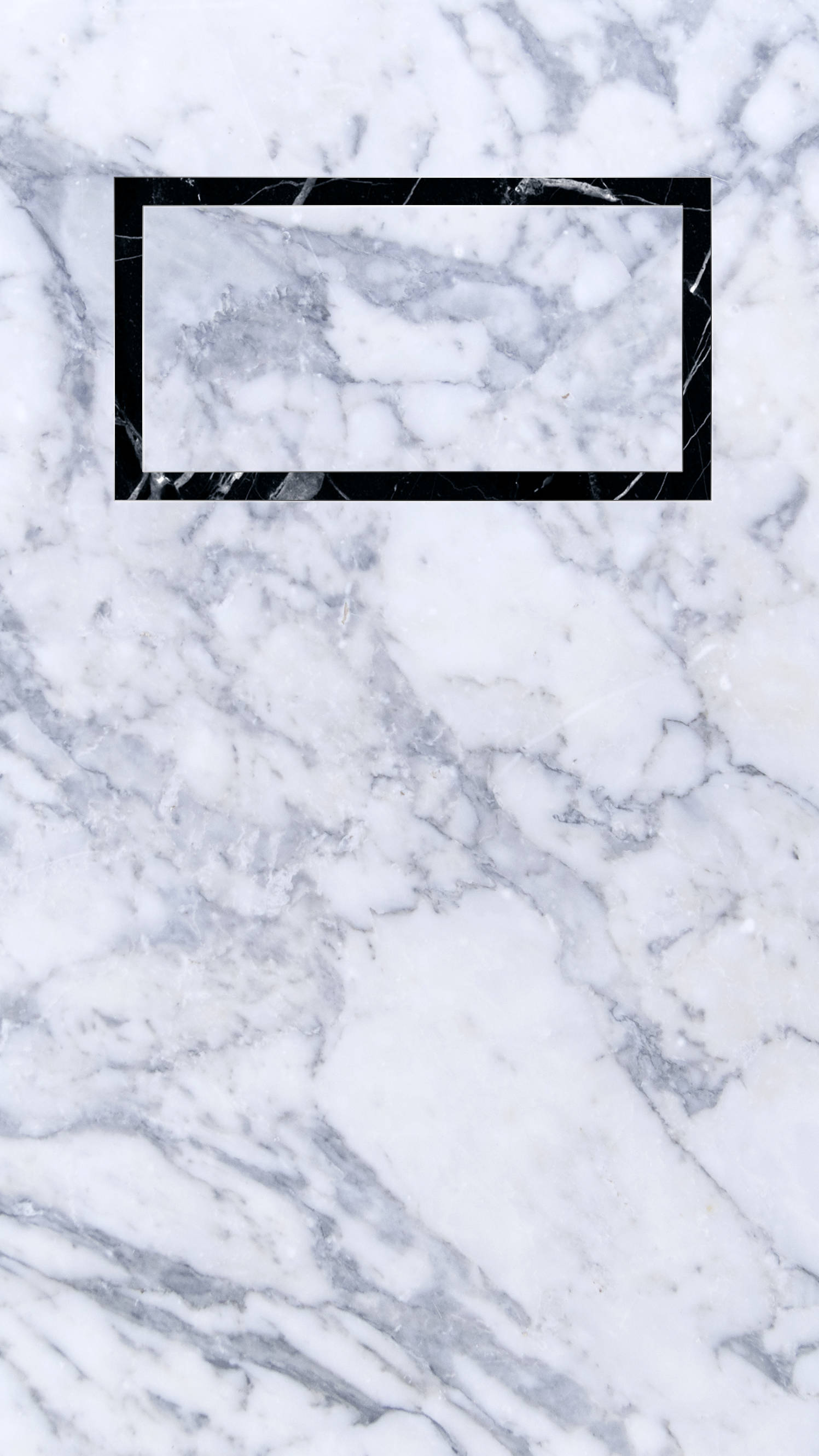Caption: Sleek Black Clock on Elegant White Marble iPhone Background Wallpaper