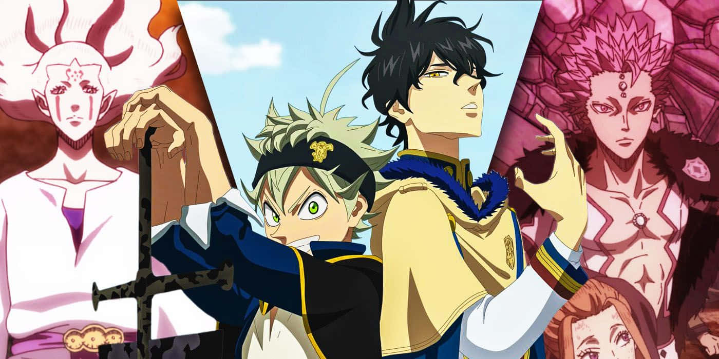 Black Clover Magische Ridders En Vijanden Achtergrond