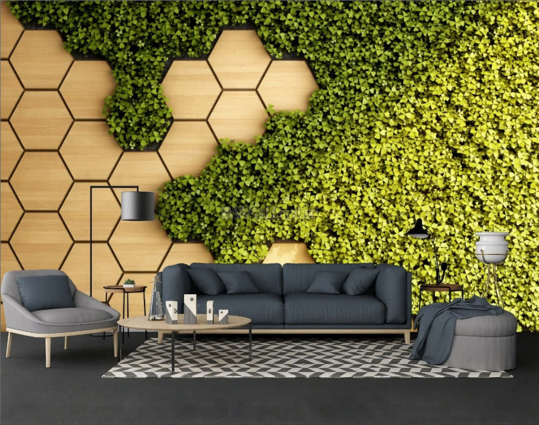 Black Coach Against A Hexagon Design Wall Wallpaper