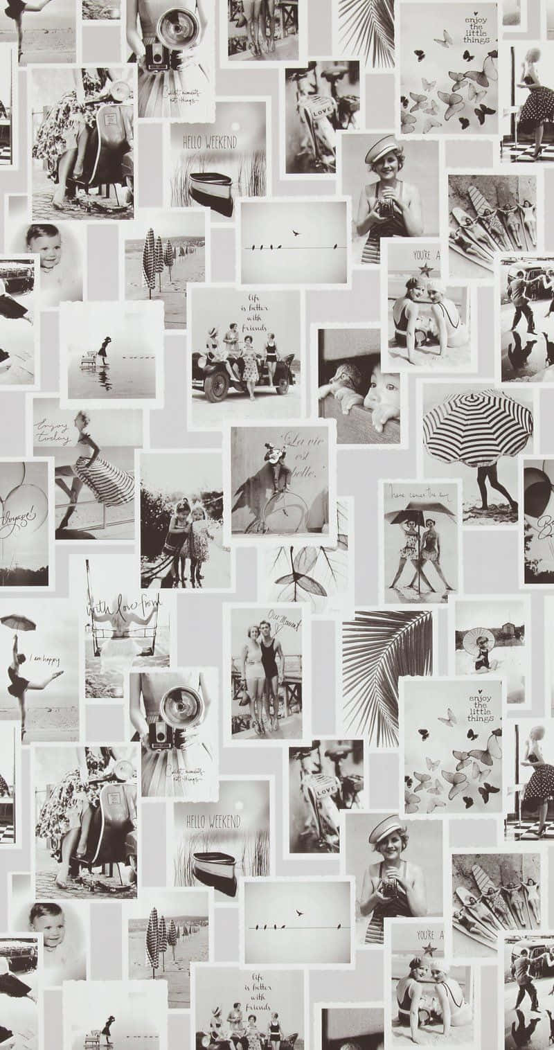 Polaroidfotonsvart Kollage Wallpaper