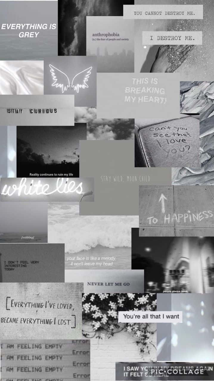 Citasestéticas De Collage En Blanco Y Negro. Fondo de pantalla