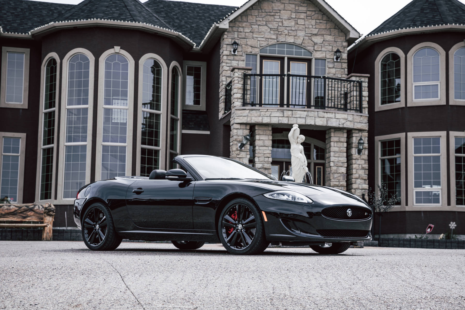 Black Convertible Maserati At Mansion Picture