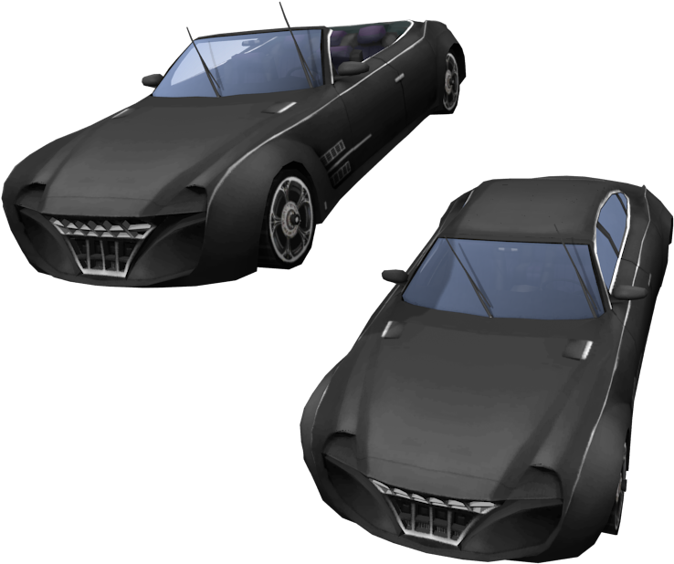 Black Convertible Sports Car3 D Model PNG