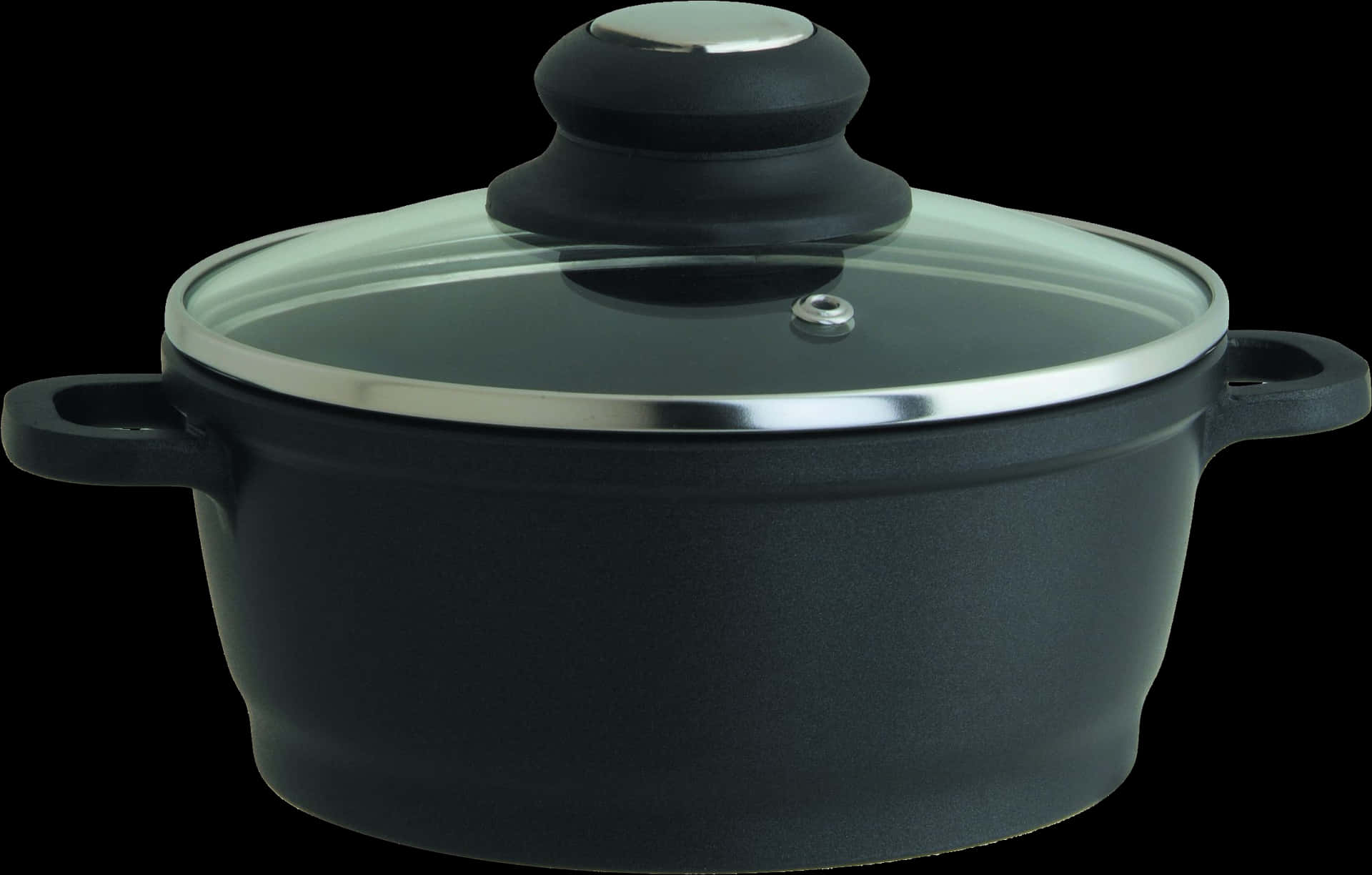Black Cooking Potwith Lid PNG