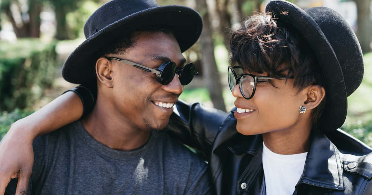 A happy black couple in love
