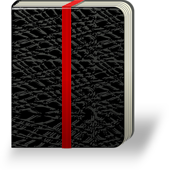 Black Cover Bookwith Red Bookmark PNG