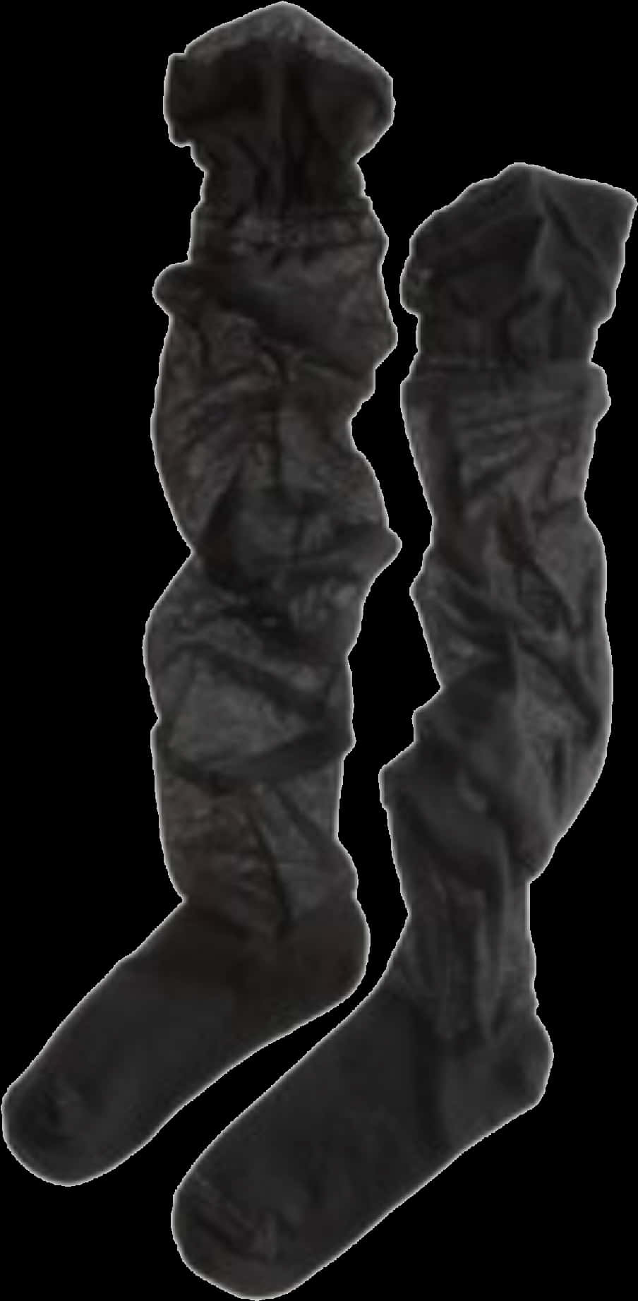 Black Crinkled Socks Standing PNG