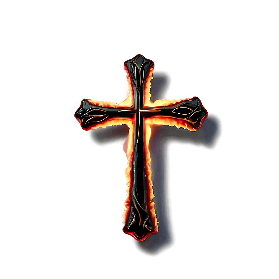 Black Cross In Fire Png 05242024 PNG
