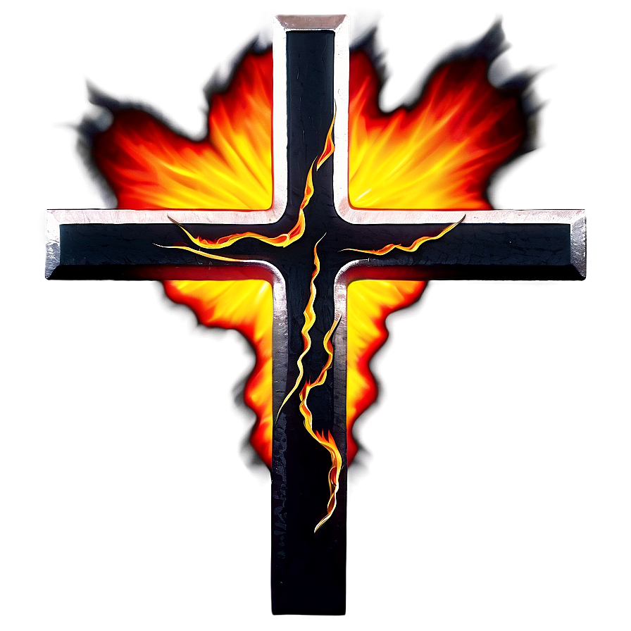 Black Cross In Fire Png Iuo36 PNG