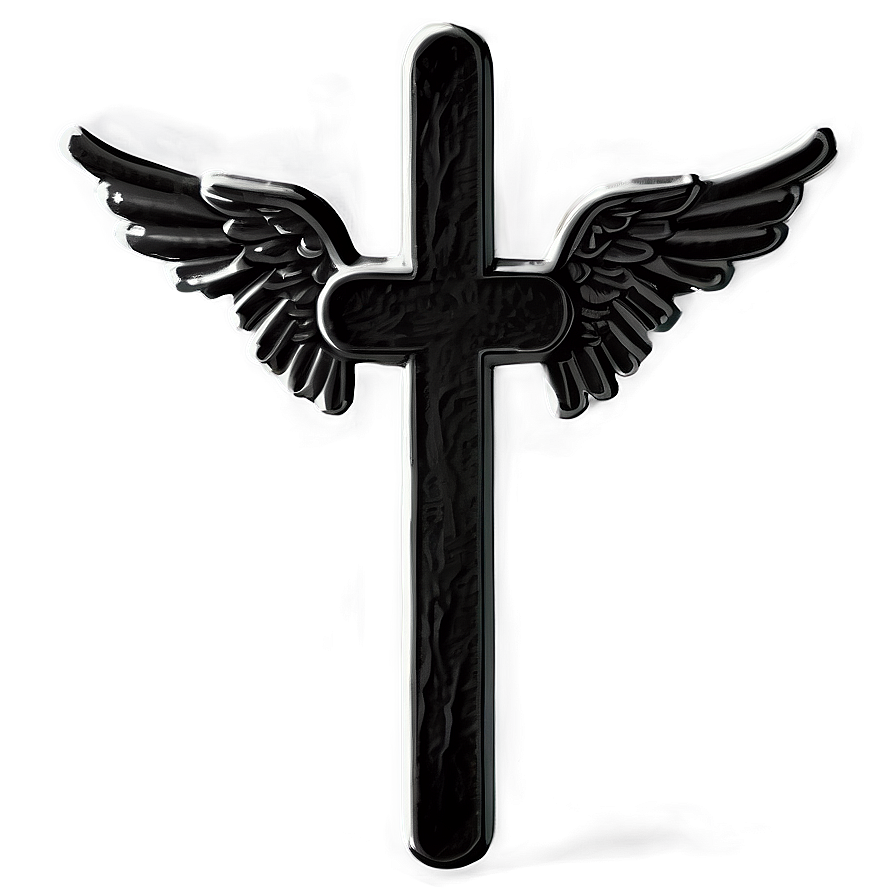 Black Cross With Angel Wings Png Vea24 PNG