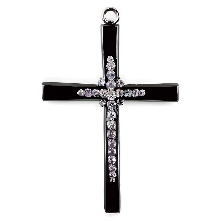 Black Cross With Diamonds Png 05242024 PNG