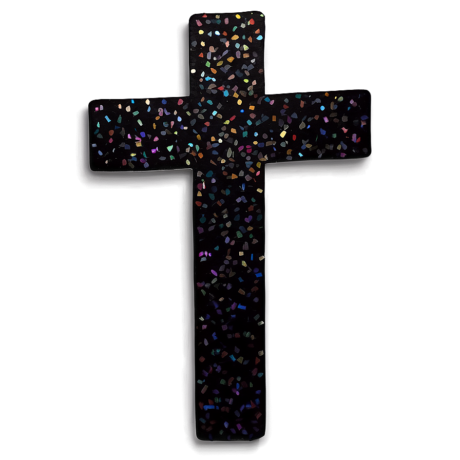 Black Cross With Glitter Png 05242024 PNG