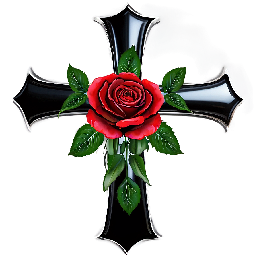 Black Cross With Roses Png 79 PNG