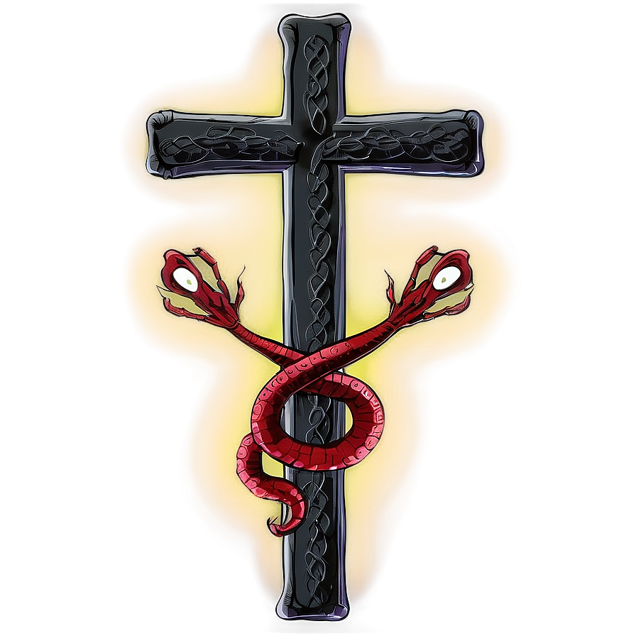 Black Cross With Snake Png Rpm PNG