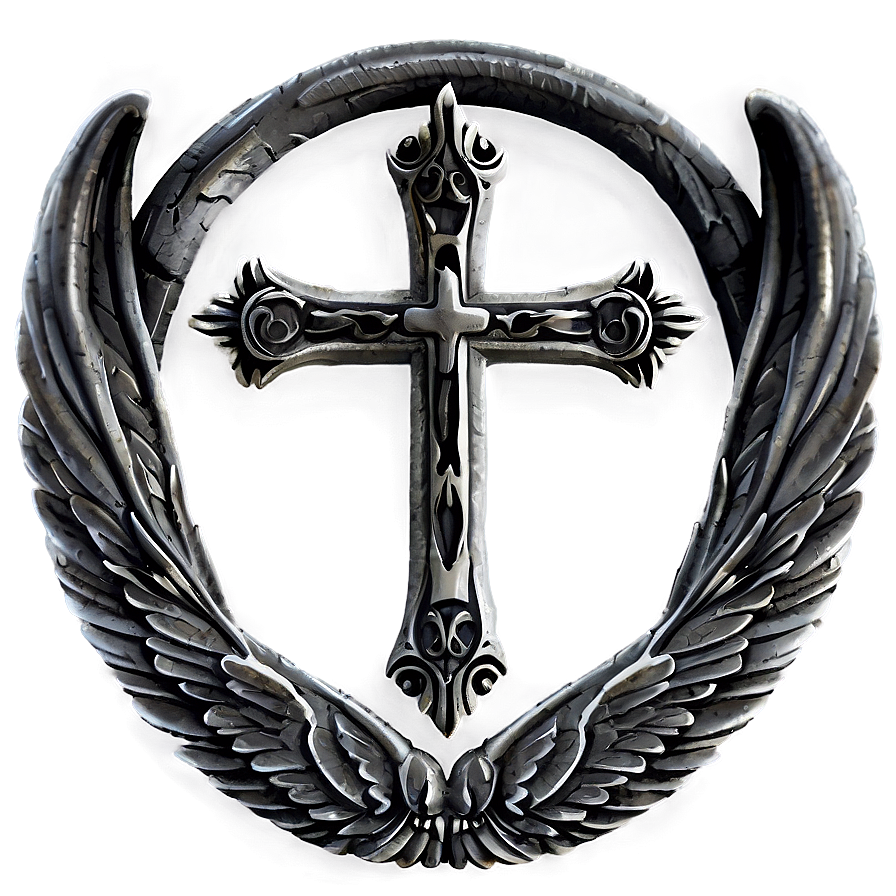 Black Cross With Wings Png 16 PNG