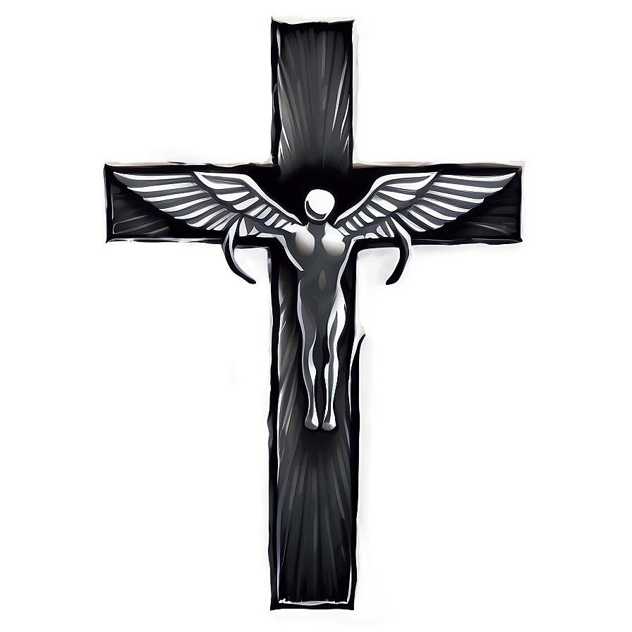 Black Cross With Wings Png Mre PNG