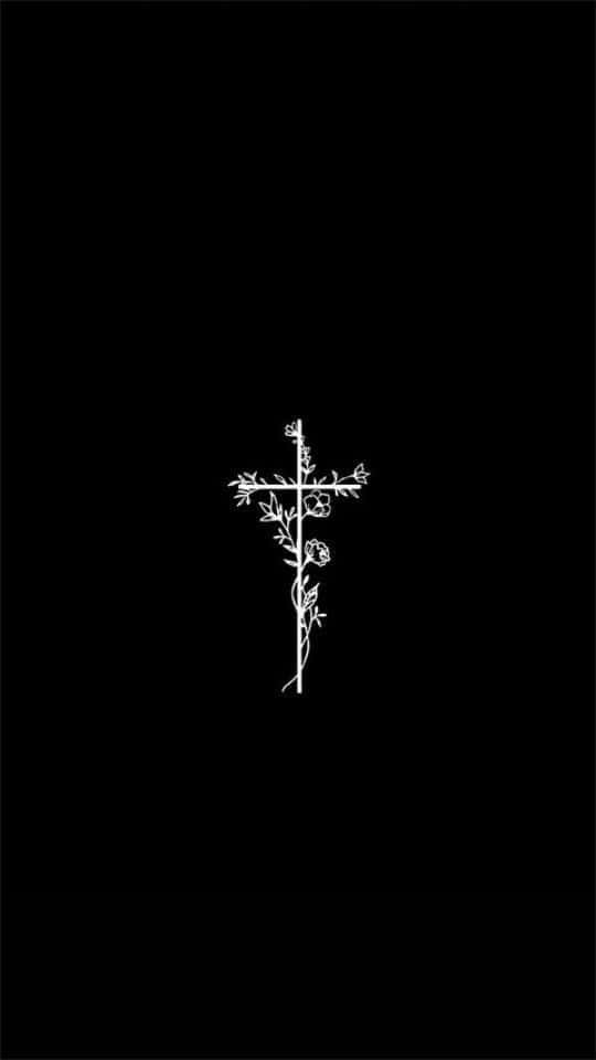 Black Cross With Leaves Wallpaper