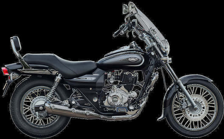 Black Cruiser Motorcycle Isolated PNG