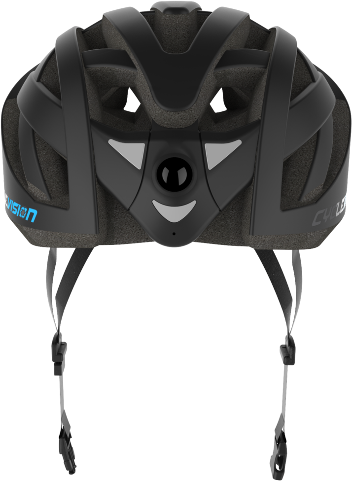 Black Cycling Helmet Top View PNG