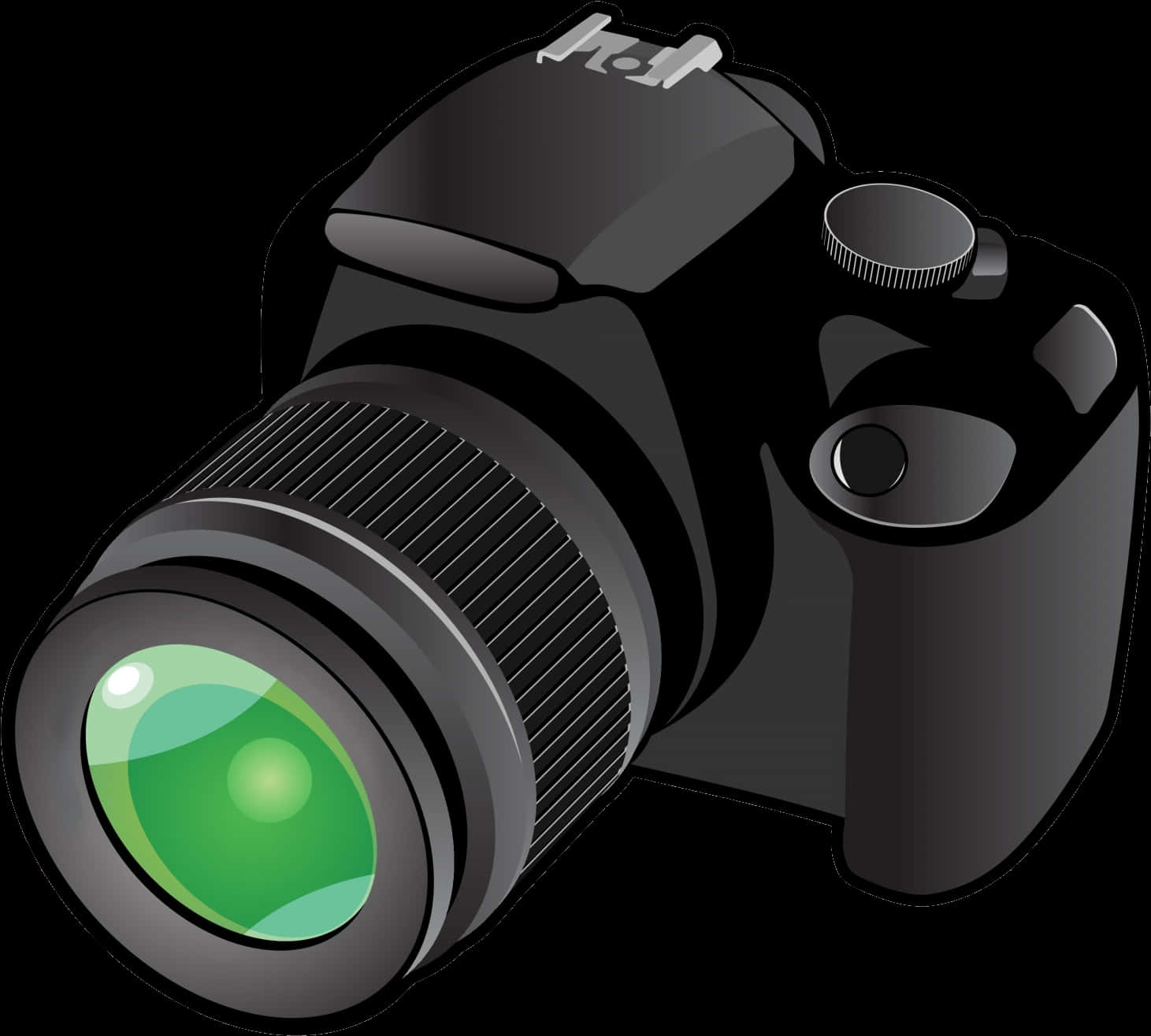 Black D S L R Camera Vector Illustration PNG