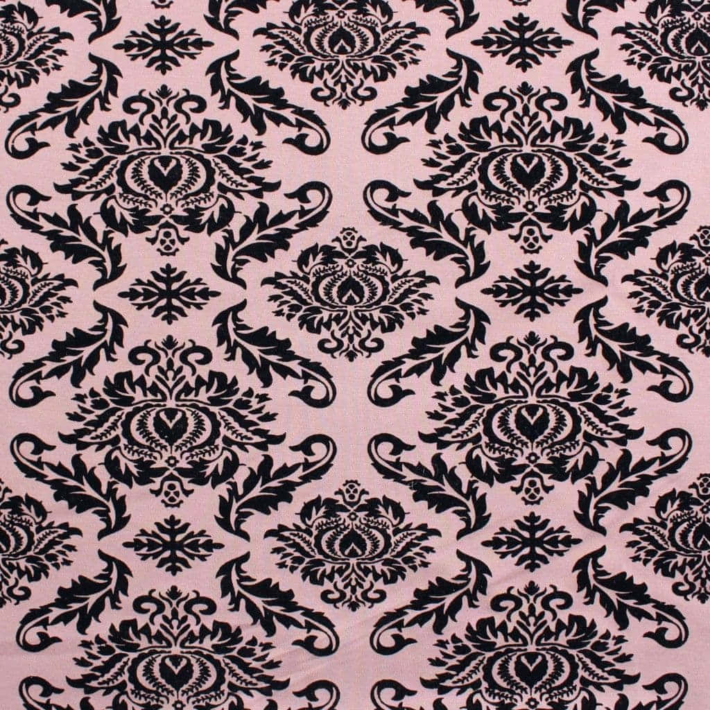 Black Damask Patternon Pink Background Wallpaper