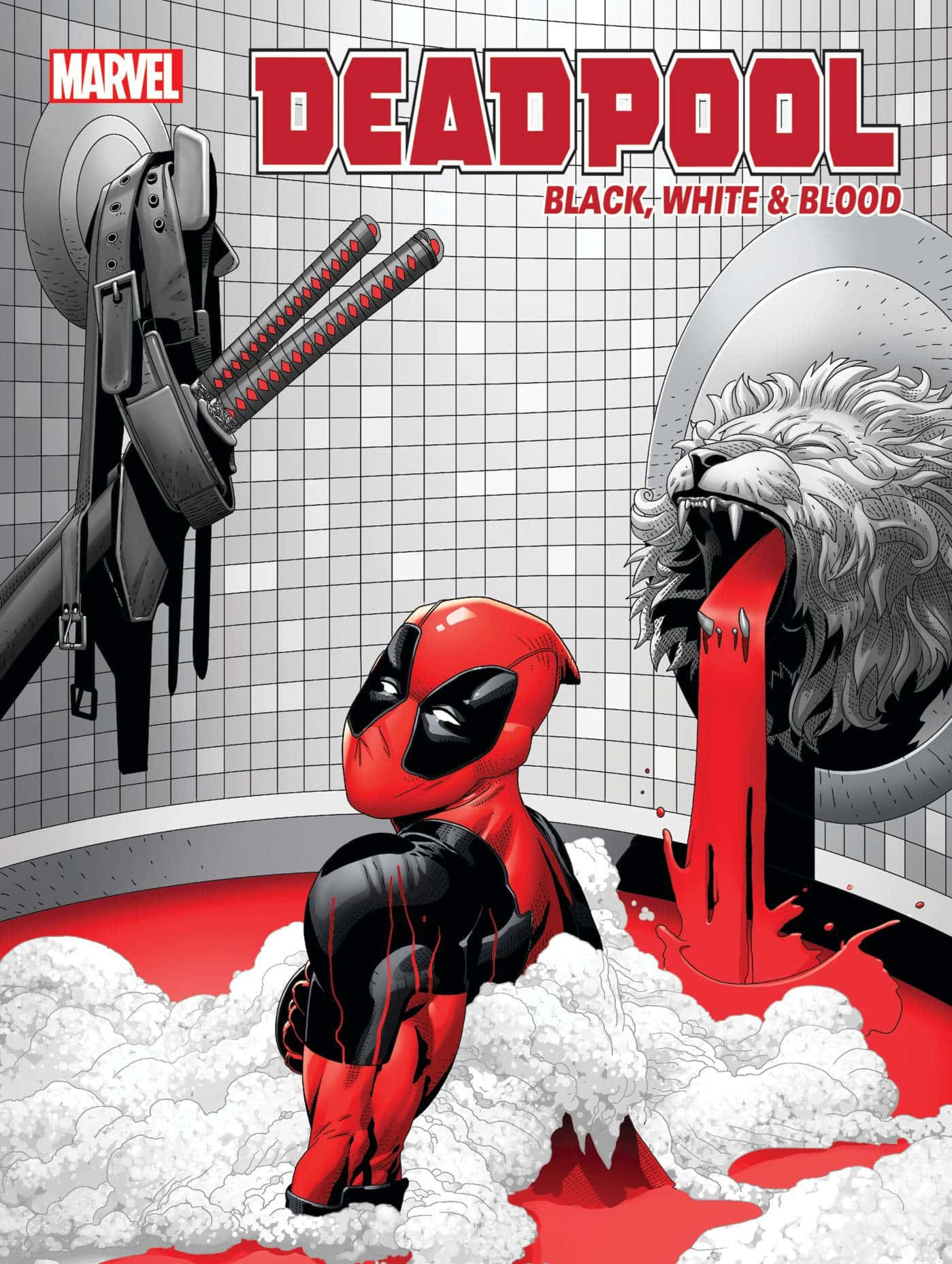 Deadpool Black White Blood Wallpaper