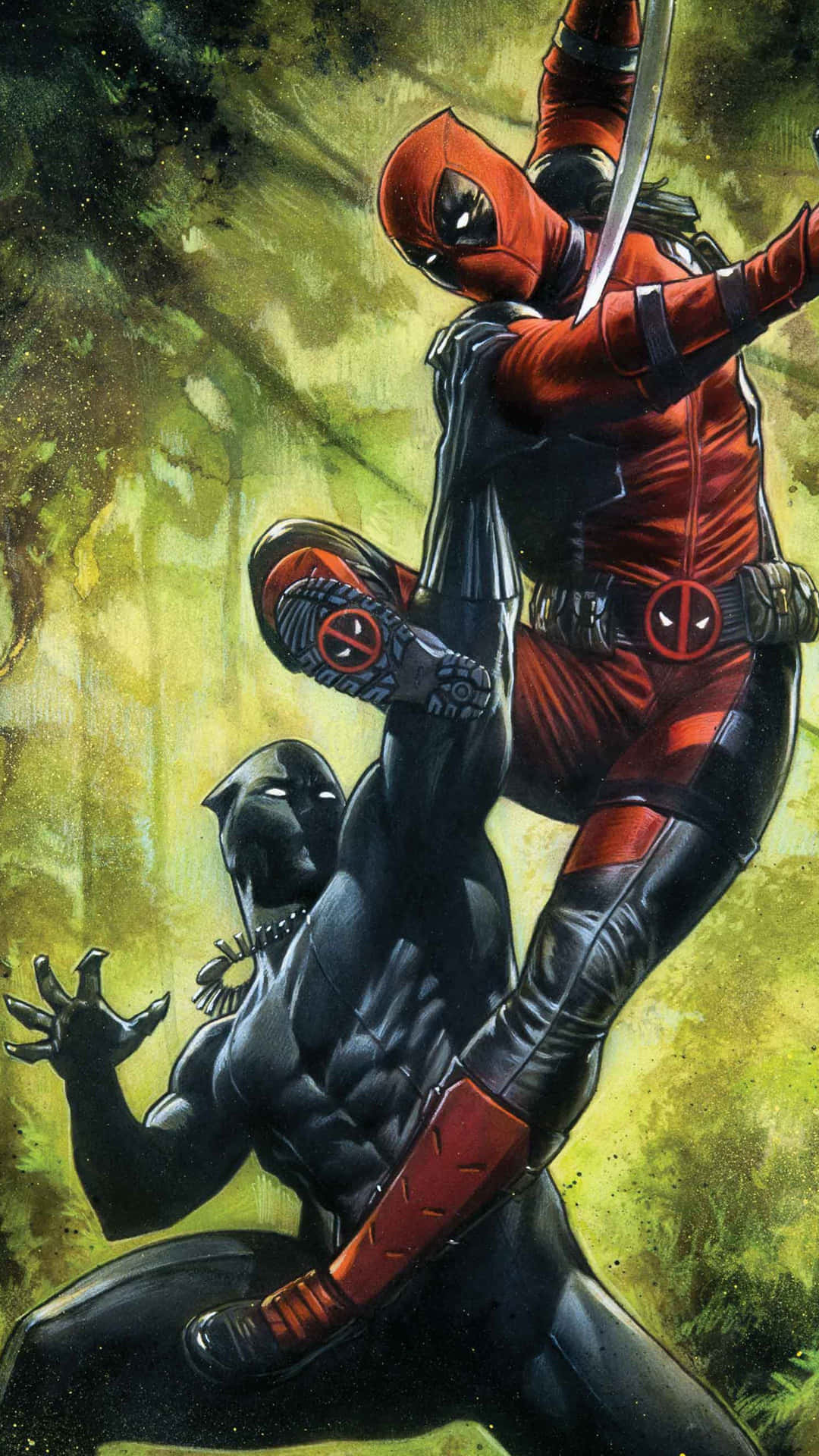 Black Deadpool looking intimidatingly at the camera Wallpaper