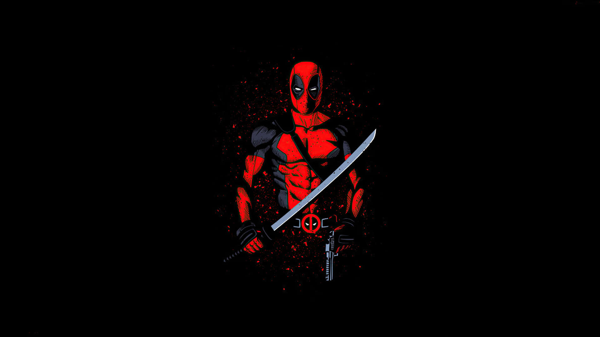 Deadpool in black suit, sleuthing his way through town Wallpaper