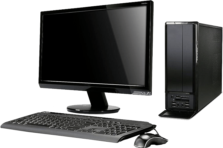 Black Desktop Computer Setup PNG