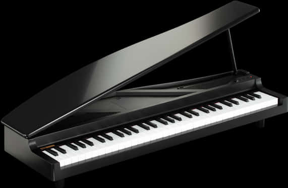 Black Digital Grand Piano PNG