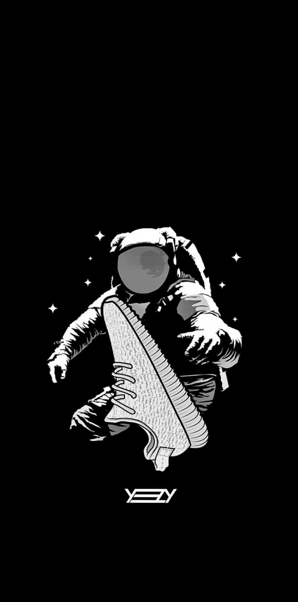 Schwarzerdope-astronaut, Der Nach Einem Schuh Greift Wallpaper