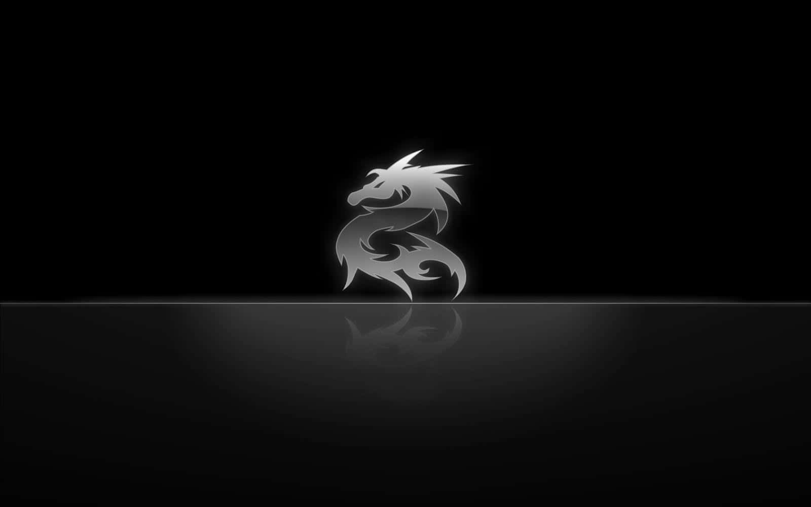 A Black And Silver Dragon Logo On A Black Background Wallpaper