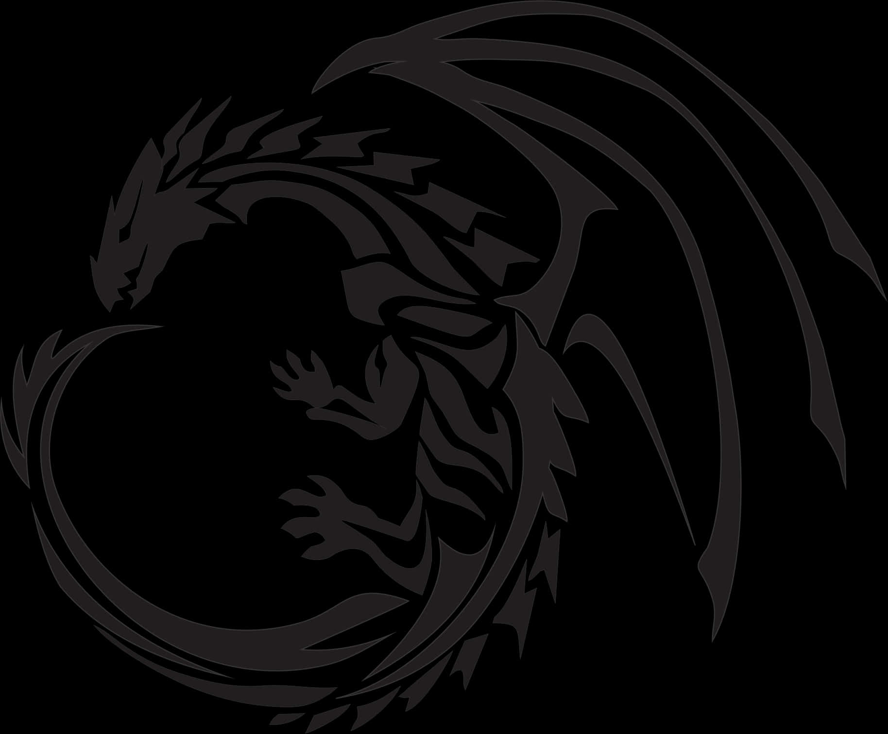 Abstract Black Dragon Silhouette PNG