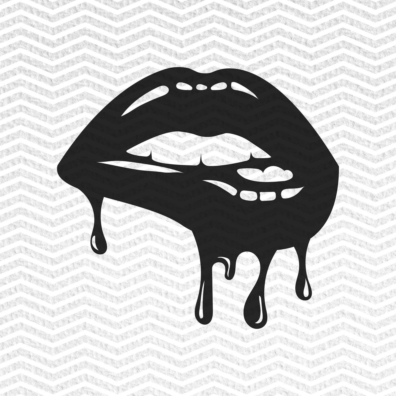 Black Drippy Lips Wallpaper